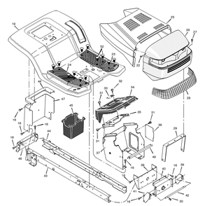 Chassis And Hood Diagram and Parts List for 425601X53B 2001 Briggs and Stratton Lawn Tractor
